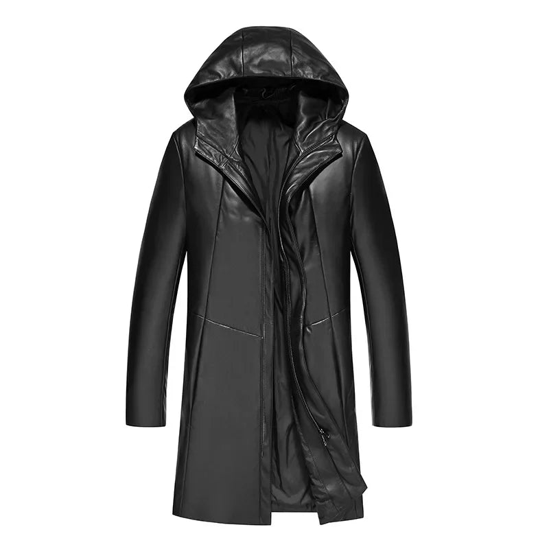 AYUNSUE Men's Winter Coat Sheepskin Leather Jacket Men Clothing Mid-length Warm Mens Jacket Male Jaqueta De Couro Masculino Zm