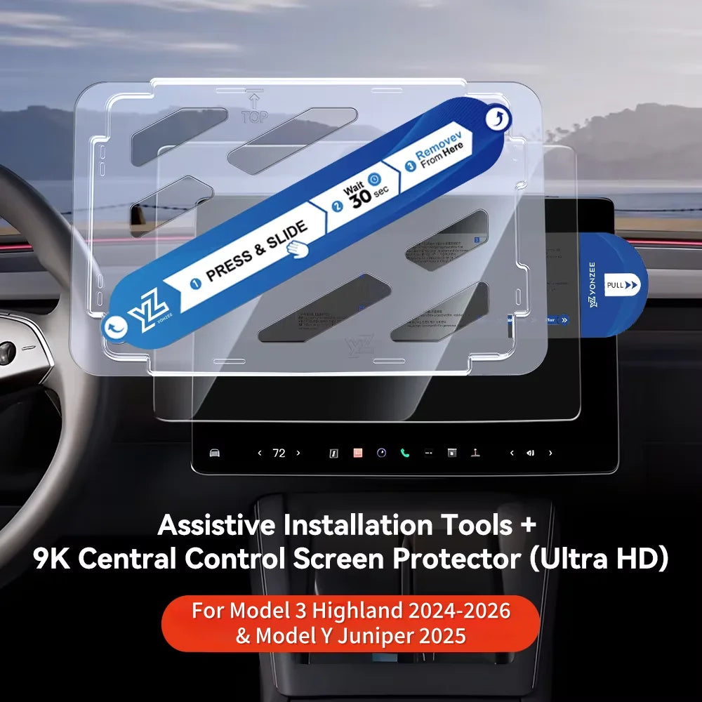YZ Tempered Glass Film Protector For Tesla Model 3/Y/YL Highland Juniper 2025-2026 Rear Row Center Control Screen Protective
