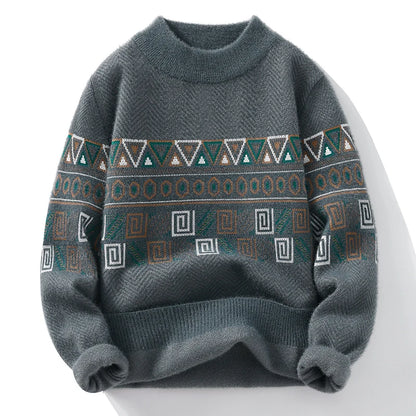 Men's Fashion stripe pattern Sweaters 2024 Autumn/Winter Loose Knittwear Men sweater youth Thick Warm wool pullovers M-4XL ﻿