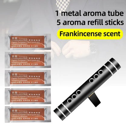 Car Fragrance Cylindrical Aroma Diffuser Vent Clips Set with 5 Refill Sticks for Women Men Automotive Fragrance Accessorie