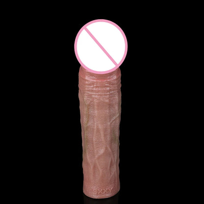 SXXY Penis Sleeve Realistic Male Penis Enlarger Extender Silicone Cock Ring Ultra Close Head Hollow Dildo Sex Toys For Adult
