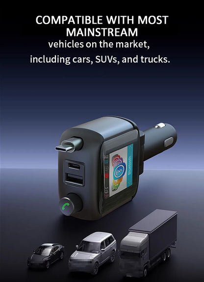 Color Screen Bluetooth FM Transmitter Car Charger 83W PD Fast Charger Car Radio with Mic For Wireless Hands Free Call MP3 Player