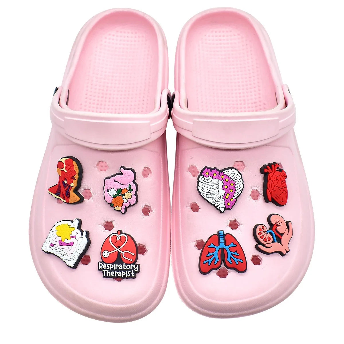 10Pcs Cartoon Human Organs Model Pvc Garden Shoe Decorations Buckle Button Clog DIY Wristbands Sandals Shoes Charms Kids Gift