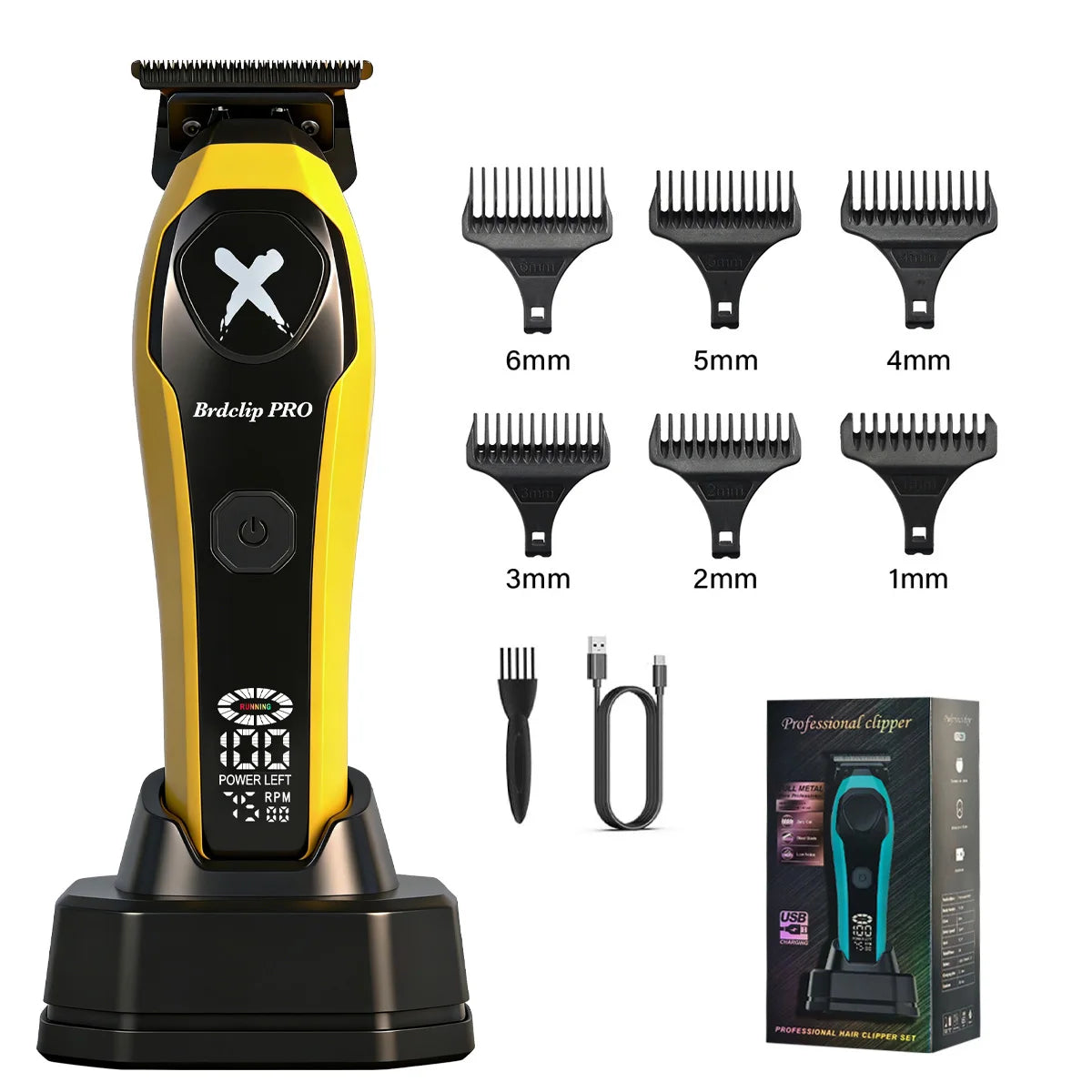BRDCLIP Professional 7500RPM Barber Hair Clipper Set DLC Blade Base Charger 2-Speed Hair Trimmer Salon Use for Men Shaver