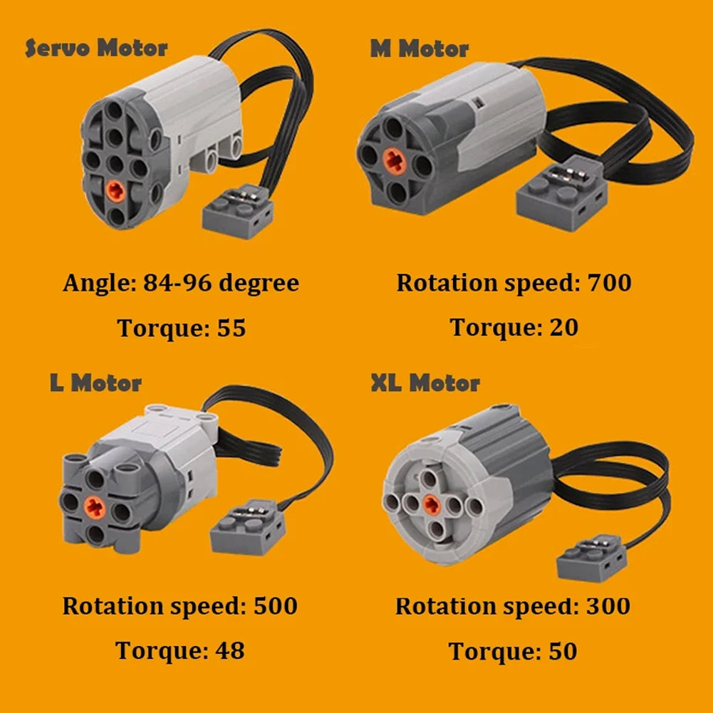 High-Tech Power Function Extension Parts M/L/XL/Sever Motor with All Brand Power Group MOC Technology PF Blocks Brick Toys DIY