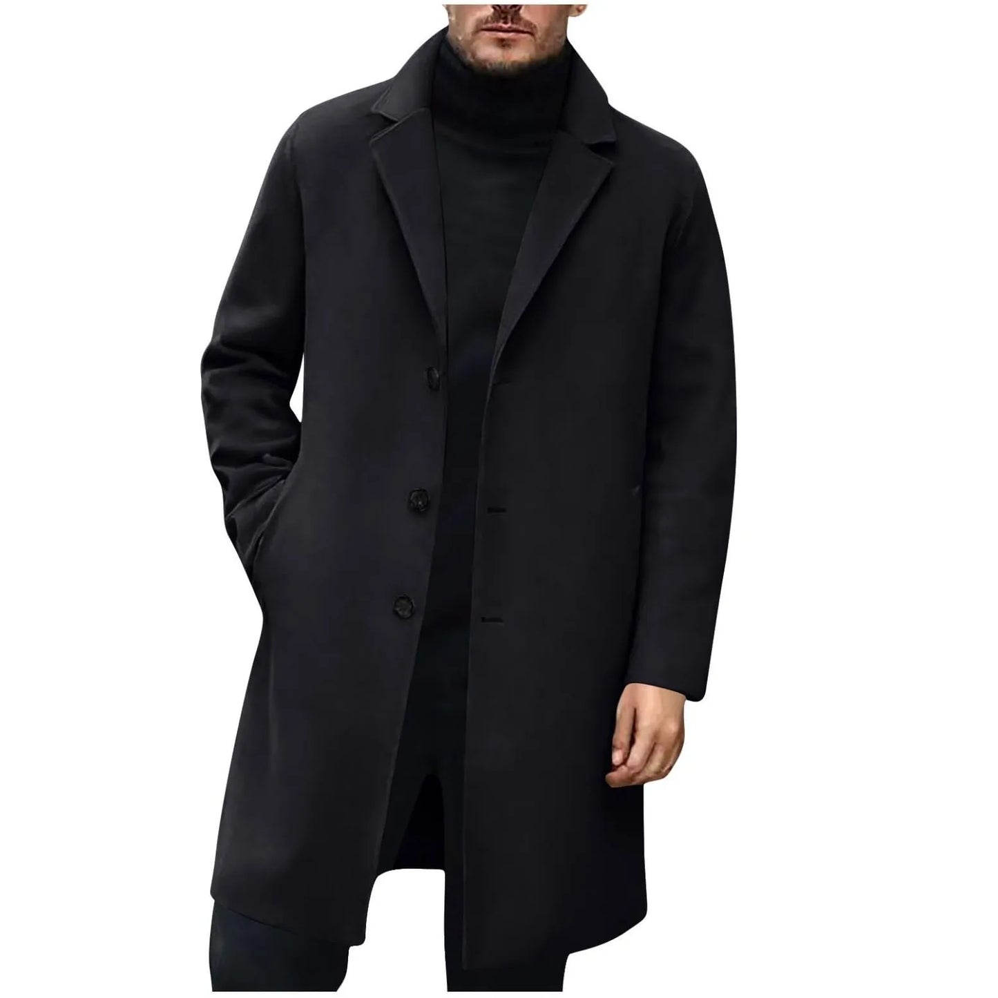 Men Wool Blends Coats Trench Pea Coat 2025 Spring Winter New Solid Color High Quality Men's Wool Jacket Luxurious Brand Clothing