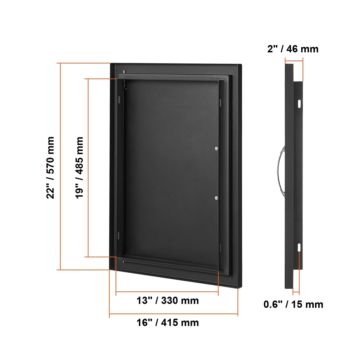 SucceBuy BBQ Access Door Stainless Steel Flush Mount Door Wall Vertical Door w/ Recessed Handle Grilling Station Outside Cabinet