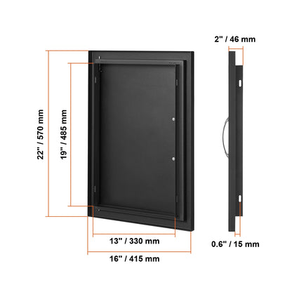 SucceBuy BBQ Access Door Stainless Steel Flush Mount Door Wall Vertical Door w/ Recessed Handle Grilling Station Outside Cabinet