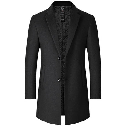 New 2026 Smooth Wool Coat for Men Mid-Length Warm Outerwear Autumn Winter
