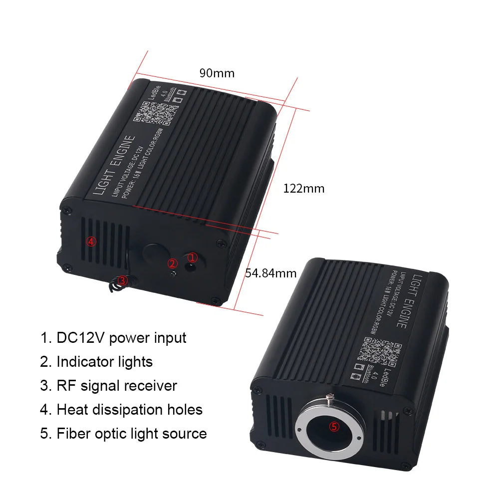 16W Car Roof Star Light Twinkle Fiber Optic Light Ceiling Star Lighting Kit RGBW APP Music Control Car Starry Sky Ceiling Lamp