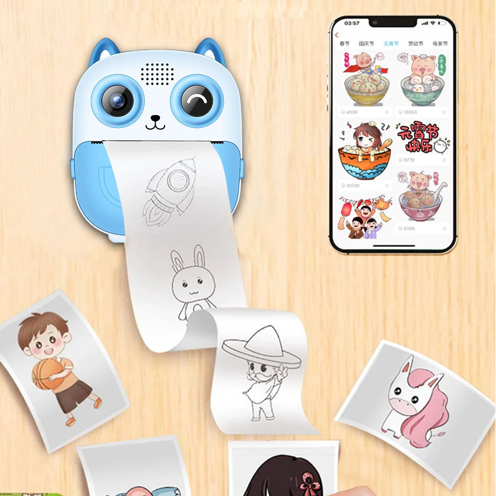 6 In 1 Cute Digital Camera Type-C Rechargeable Portable Video Camera 1300mAh Mini Instant Print Camera Christmas Birthday Gifts