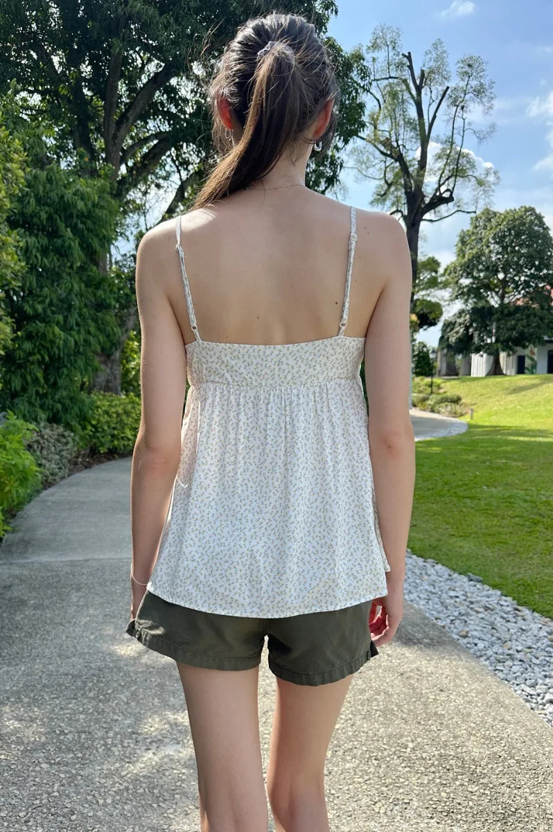 Brandy Melville Pure Cotton Three-Button Base Layer Vest Sweet Style V-Neck Sleeveless Tank Top for Women Spring Summer