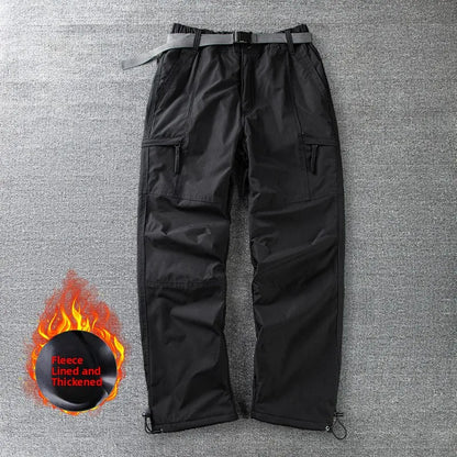 Men's Winter Thick Outdoor Workwear Trousers Waterproof Windproof Warm Cotton Straight Leg Mountain Climbing Pants High Waist...