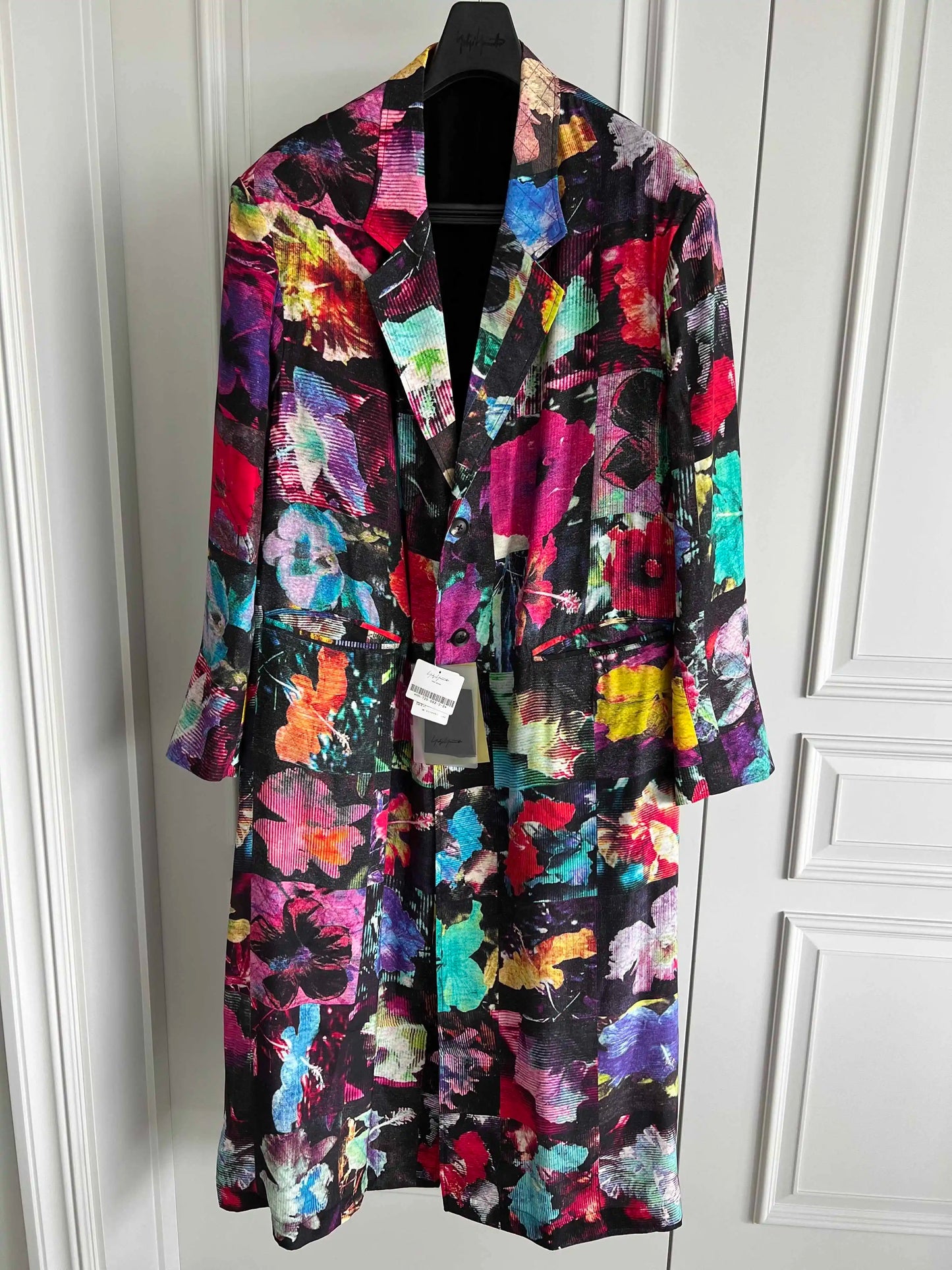 TOP-YAMAMOTO's original design, "Flower Encyclopedia", floral trench coat designer, Sangcan Silk Coat