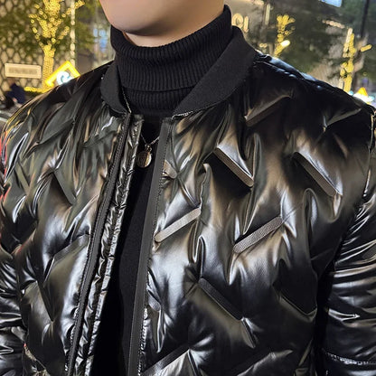 2023 Winter Light Thin Down Jacket Keep Outdoor Warm Stand Collar Slim Casual Short Overcoat Male Fashion Social Streetwear Tops