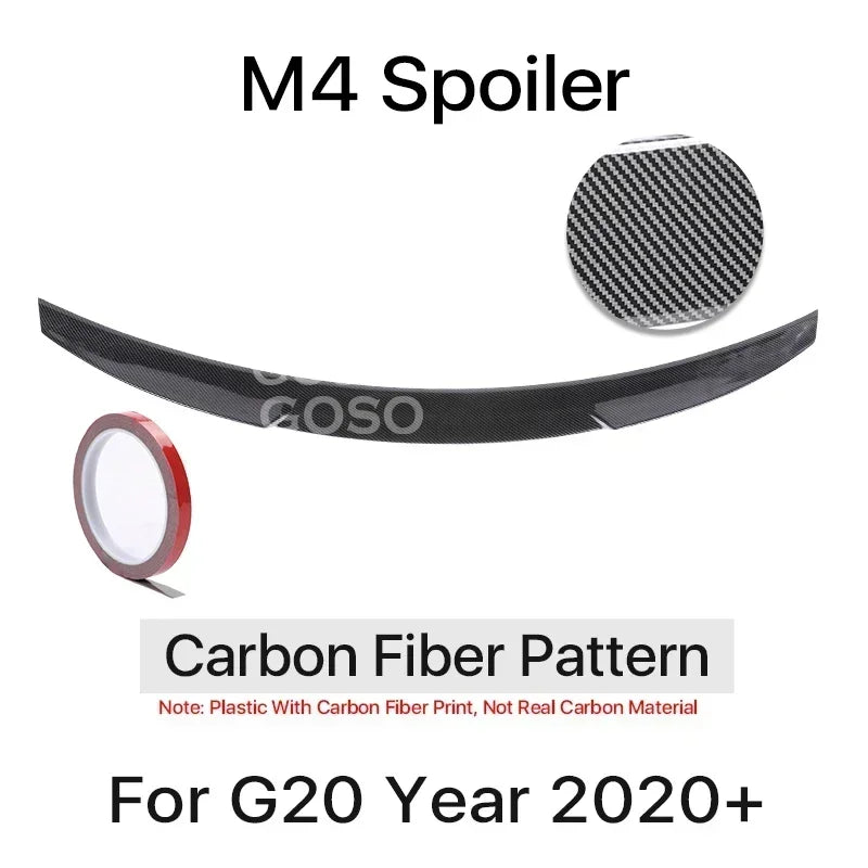 Carbon Fiber Rear Bumper Spoiler Lip For BMW 3 Series G20 2020-2023 MP M3 M4 PSM Style Slim Trunk Wing Kit Refting Gloss Black