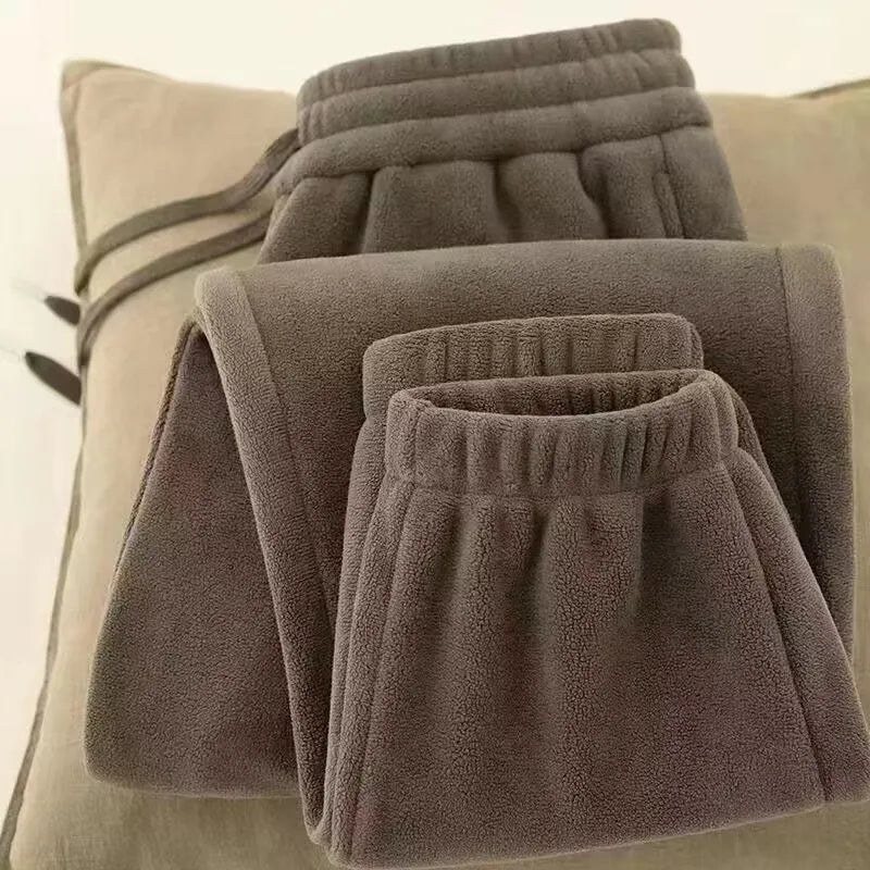 Double-Sided Fleece Men's Thickened Workwear Sweatpants Warm Fleece Lined Sports Casual Trousers for Winter Youth Fashion