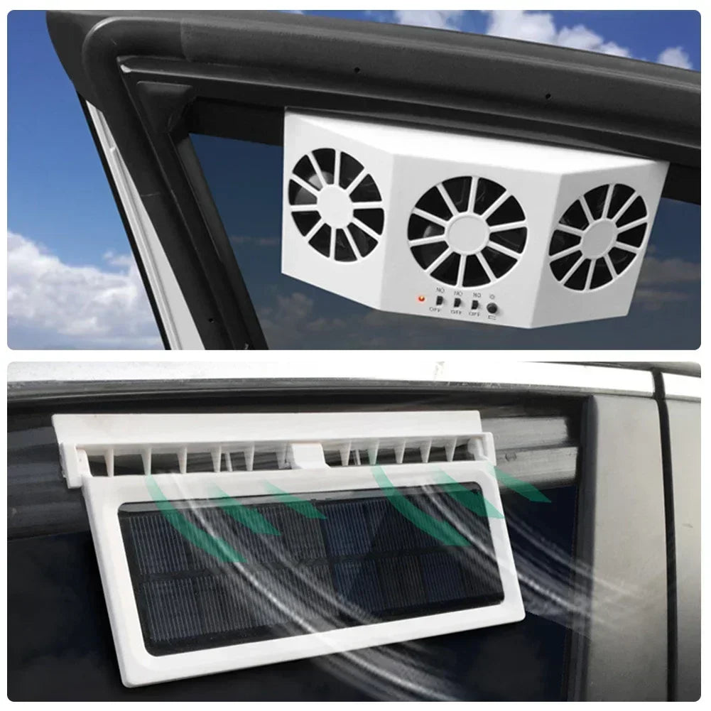 Car Exhaust Fan 3-Head Cooling Fan USB Powered Car Air Purifier Radiator Fan Window Vent Cool Ventilation Interior Accessories