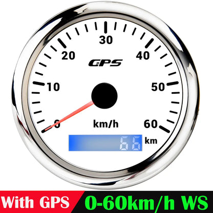 A 85MM GPS Speedometer For Motorcycle Marine Boat 30~200 Kmh Boat Car Truck Speed Gauge Meter With GPS Antenna 7 Color Backlight