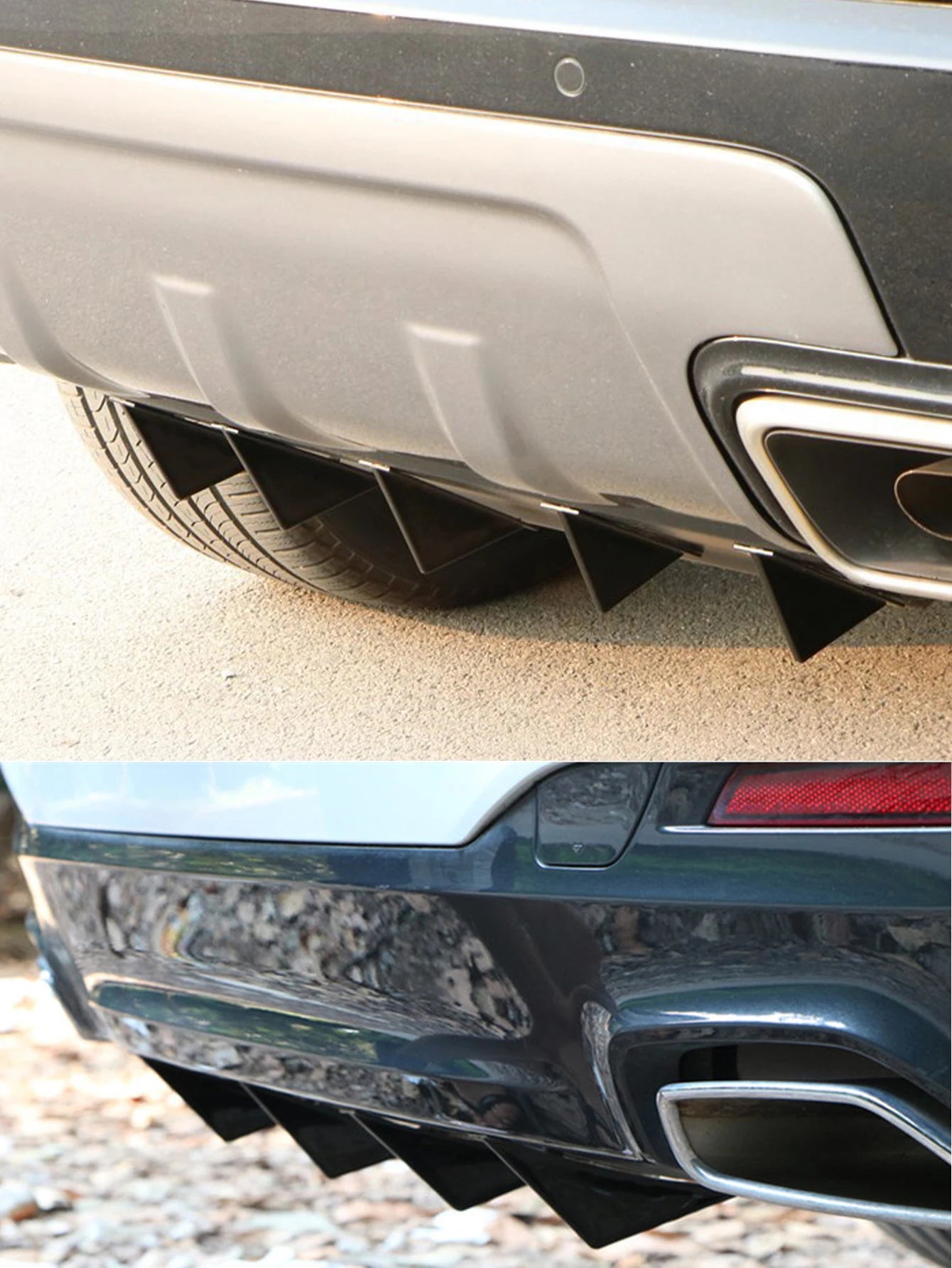 Universal 4 Wing Car Rear Bumper Lip Diffuser Splitter Spoiler Shark Fins For Chevrolet Chevy Camaro For Citroen Peugeot Mazda