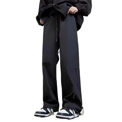 Men's Thickened Fleece Lined Waterproof Windproof Outdoor Work Trousers Autumn Winter Straight Leg Casual Pants Polyester Fiber