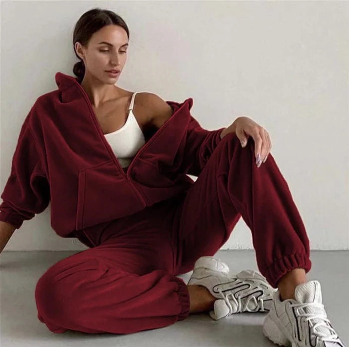 Women's 2-Piece Set Sportswear Hoodie Casual Leisure Suiting Comfortable Breathable Fashionable Winter Collection