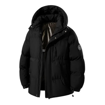 High Quality White Hooded Puffer Jacket Men Trend Solid Color Short Winter Padded Jackets Windproof Coat Thicken Warm Parkas Men