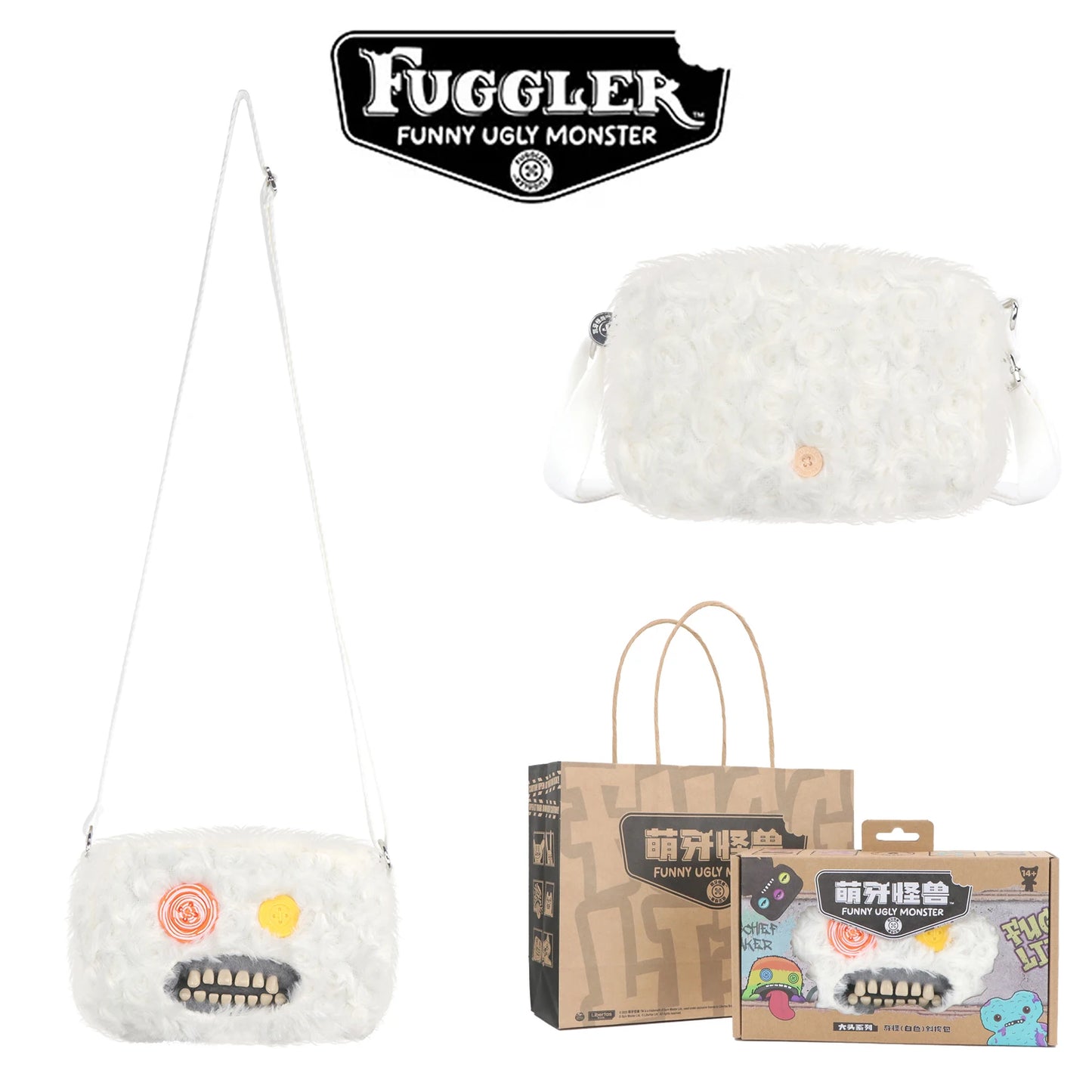 Fugglers Ugly Tooth Monster Fluffy Crossbody Bags Cute Fugg Plush Purse Shoulder Backpack Wallet Girls Boys Cartoon Animal 22CM