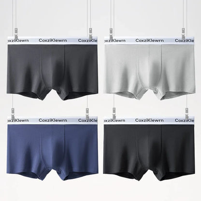 4PCS【LORIEN CREST】New Men's Underwear Pure Cotton Soft Breathable Fashion Solid Color U Convex Comfortable boxer for male