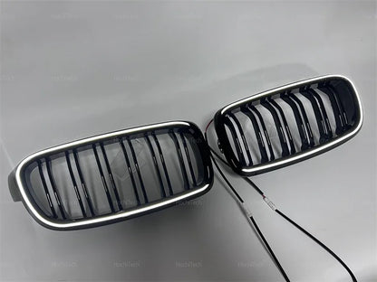 LED Light Front Bumper Racing Grille Grill For BMW 3 Series F30 F31 320i 330i 335i 2012-2019 1 Pair Gloss Black Kidney Grills