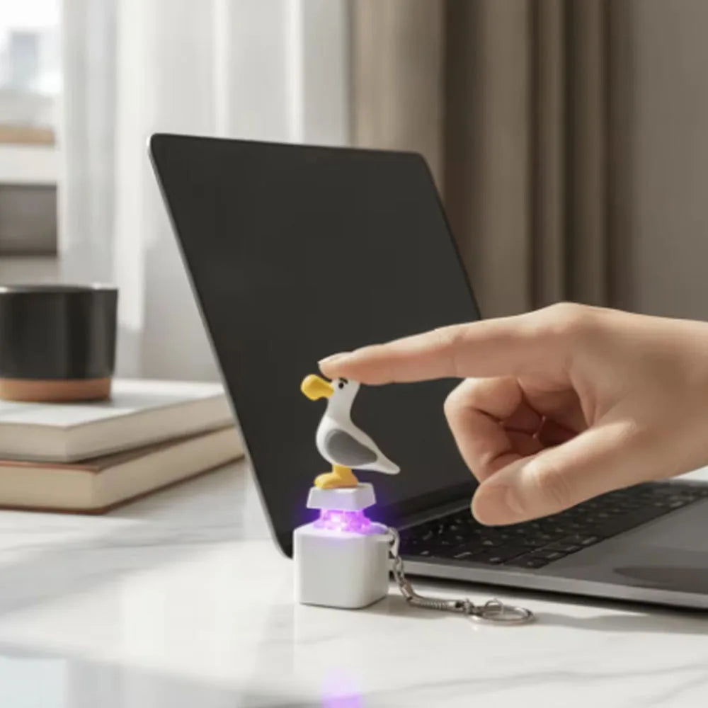 New Mine Bird Voice Keys Luminous Electronic Pendant Keyboard Decompression Sound Little Seagull Creative Keychain USB Model