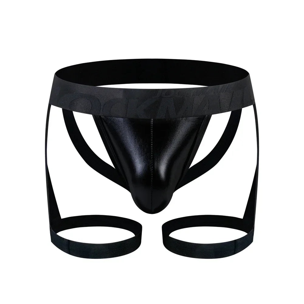 Detachable Split-type Sets Mens Strap Harness Bodysuit Black Leather Men Sexy G String Thong Jockstrap Leg Bondage Gay Underwear