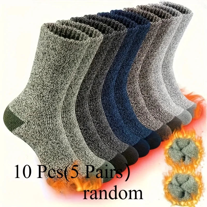 3/5/10 Pairs Men's Socks Mid Length Socks in Autumn and Winter Thick and Warm Daily Socks