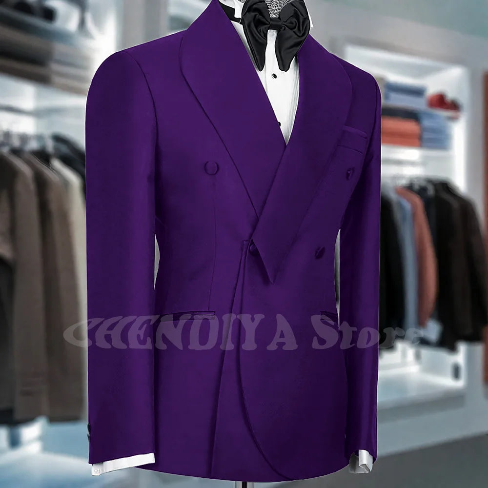 Black Suits For Men Shawl Lapel Formal 1 Piece Jacket Double Breasted Business Casual Groom Wedding Party Custom Made Blazer