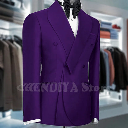 Black Suits For Men Shawl Lapel Formal 1 Piece Jacket Double Breasted Business Casual Groom Wedding Party Custom Made Blazer