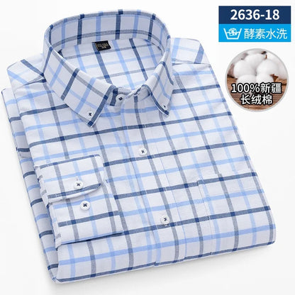 Men's long sleeve shirt pure cotton breathable comfortable business casual slim top shirt trend spring and summer formal wear