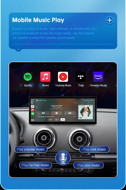 CN Road Top 12.3 Inch Touch Display For Audi A3 S3 2014-2019 Multimedia Player Andriod Auto Link GPS Carplay Screen Car Play