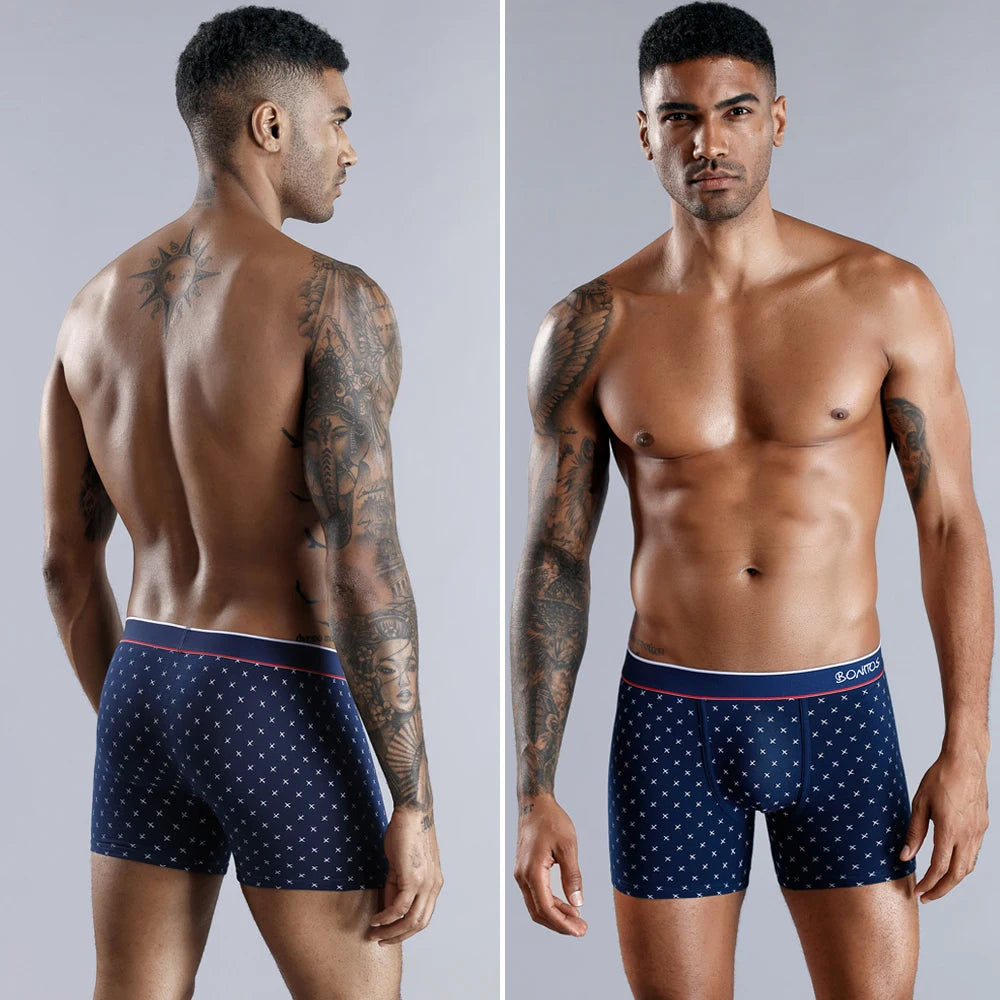 5 Pieces Print Cotton Men Underpants BONITOS Boxer Briefs Letter Elastic Waistband Underwear Mens Boxers Classic Men's Panties