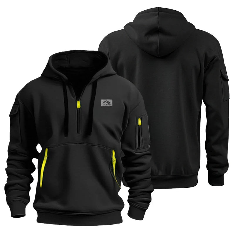 Men's hooded sports shirt casual sports jacket retro long-sleeved multi-pocket casual loose-fitting coat hoodie