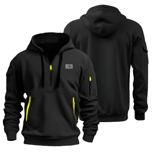 Men's hooded sports shirt casual sports jacket retro long-sleeved multi-pocket casual loose-fitting coat hoodie