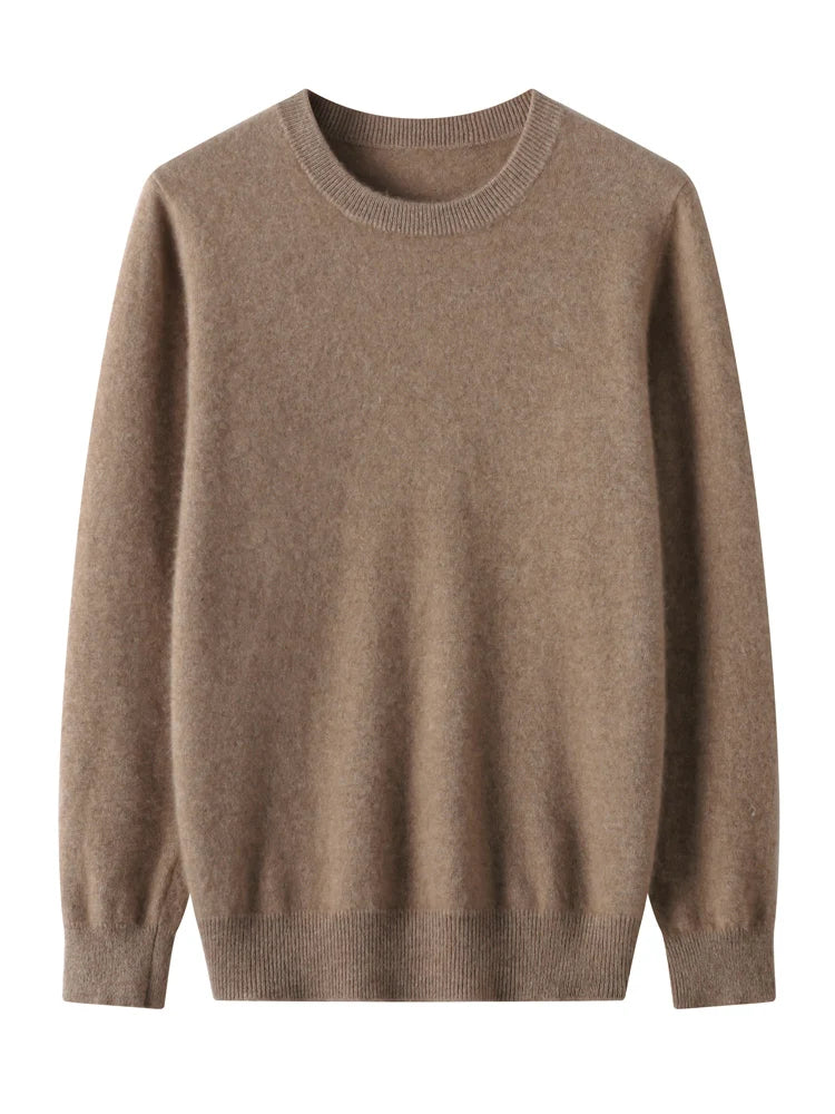 Autumn Winter Men O-neck 100% Merino Wool Pullover Cashmere Sweater Basic Casual Bottom Business Knitwear Soft Warm Clothing