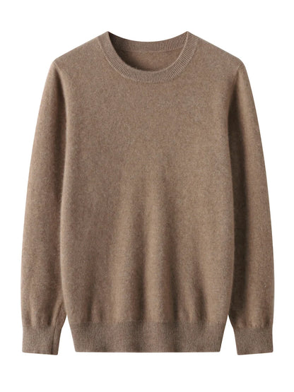 Autumn Winter Men O-neck 100% Merino Wool Pullover Cashmere Sweater Basic Casual Bottom Business Knitwear Soft Warm Clothing