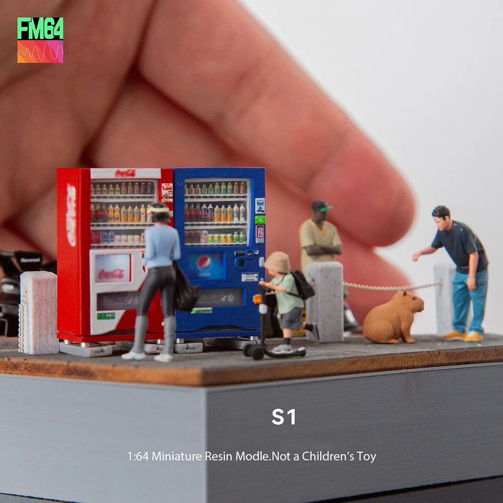 Kicarmod 1/64 Vending Machine Set Resin Miniature Model Scene Diorama Supplies