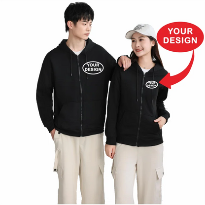 Customize Your Logo Zipper Sweatshirt For Men And Women Loose Casual Fashionable Long Sleeved Sportswear Personalized Embroidery