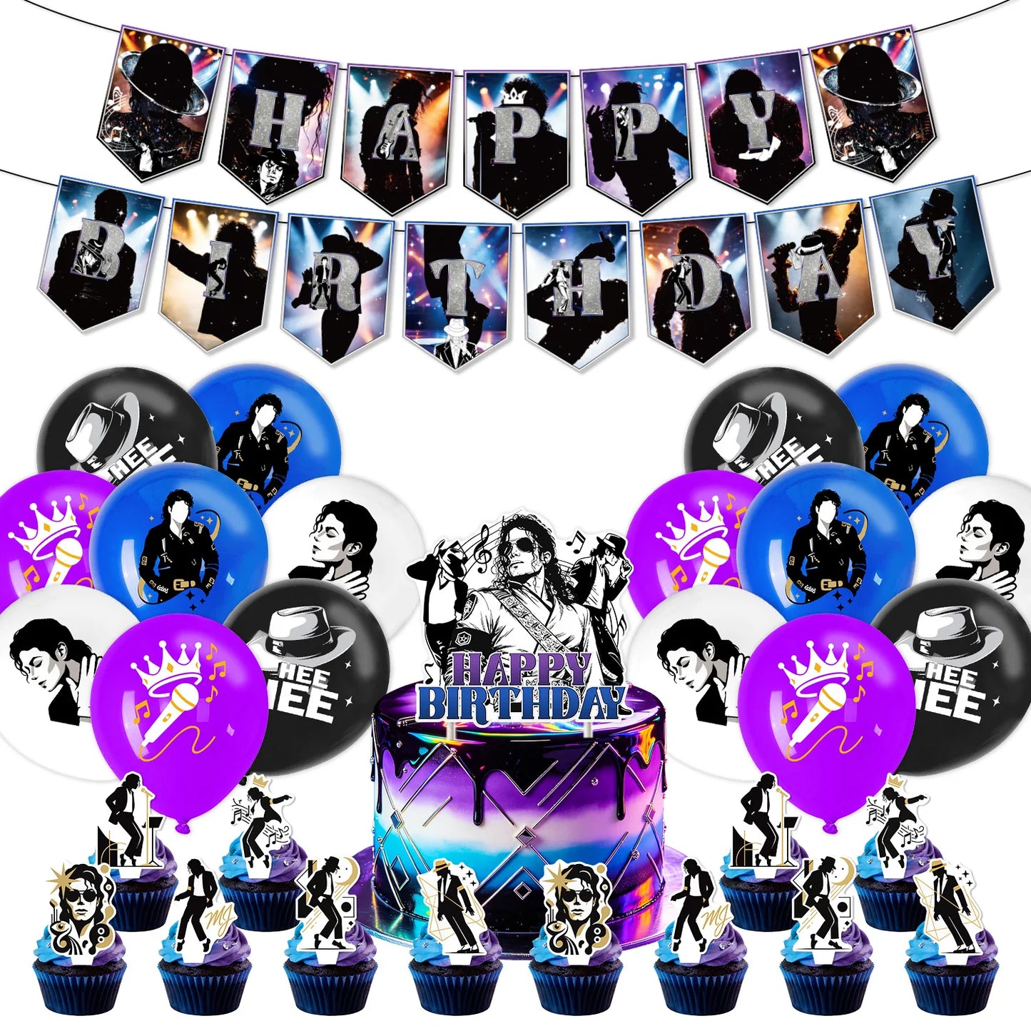 Michael Jackson Birthday Party Decoration MJ Party Accessories Backdrops Ballons Cake Decor Halloween Christmas Decoration 2026