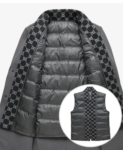 AYUNSUE Winter Coat for Men Medium Length Thick Warm Goose Down Inner Double-sided 70%Wool Trench Coat for Men's Jackets Abrigo