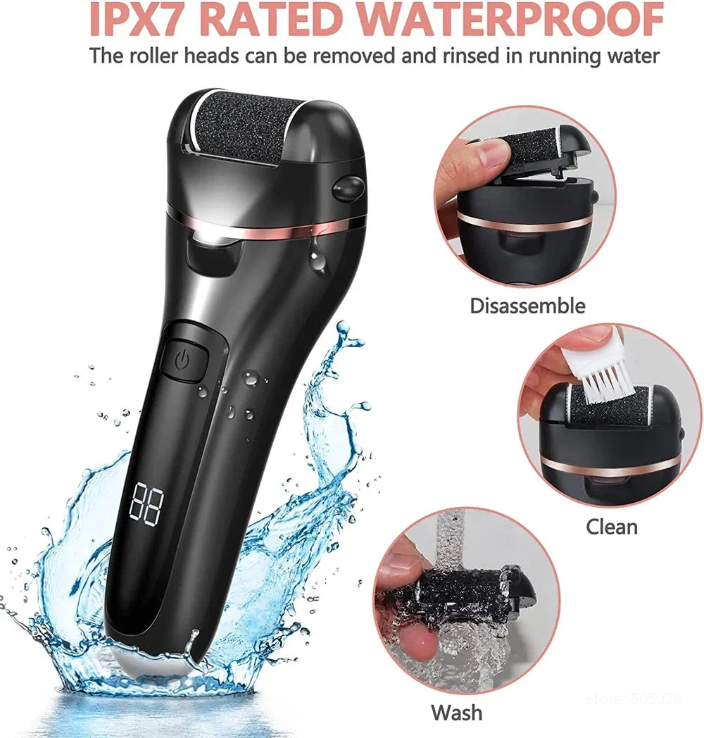 Electric Callus Remover Professional Rechargeable Foot File Pedicure Machine With 3 Heads For Heel Dead Skin Scrubber