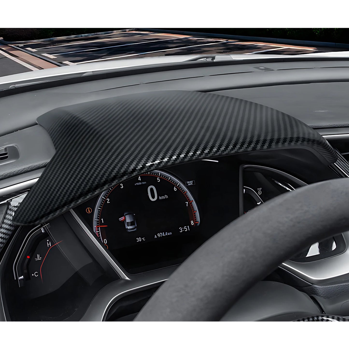 For Honda Civic 10th Gen (2016 -2021) Interior Accessories, Car Center Console Gear Shift Panel , Carbon Fiber ABS Trim Sticker