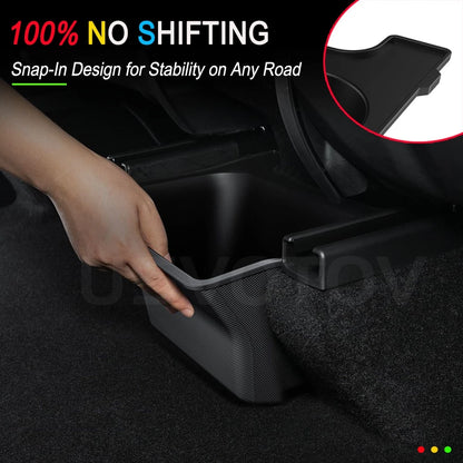 Rear Center Console Organizer for Tesla Model Y Juniper 2025 2026 Trash Can 2nd Row Under Floor Storage Box Bin Mat Accessories