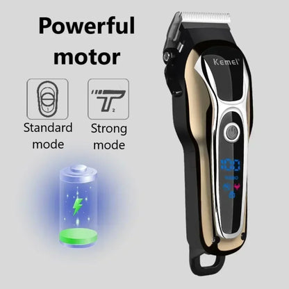 Kemei KM-1990 Hair Clipper Professional Hair Clipper Men's Hair Clipper Electric Trimmer LCD Display Hair Clipper Almighty Set